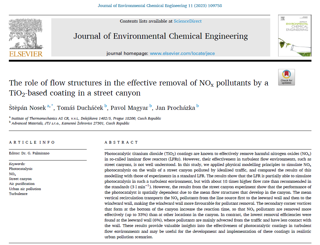 New evidence for cleaning air in street canyons using photocatalysis – NEW SCIENTIFIC ARTICLE